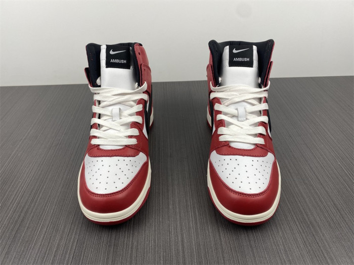 ambush x nike dunk high varsity red black white cu7544-102