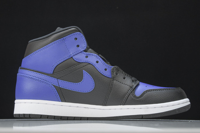 jordan 1 mid hyper royal tumbled leathe 554724-077