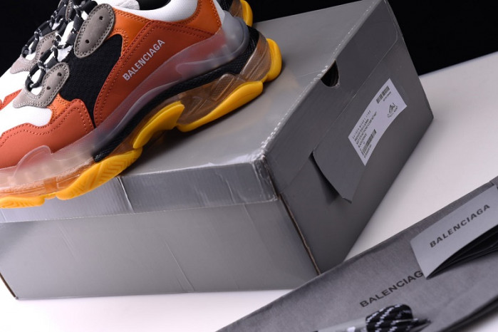 bl triple s trainers clear sole orange black 541624 w09e1 1766